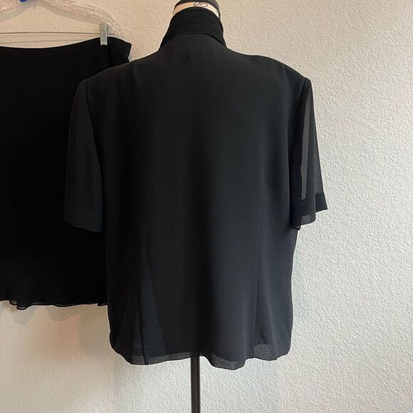 Cynthia Howie Black 16W Womens Blouse Top & Skirt Chiffon Set Classic VTG - Picture 2 of 11